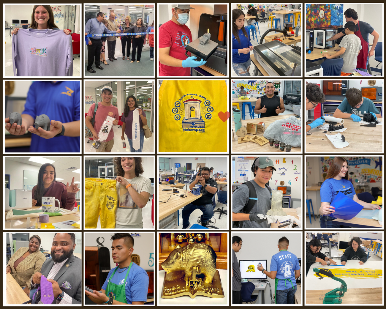 Collage of Students at the DEC Makerspace